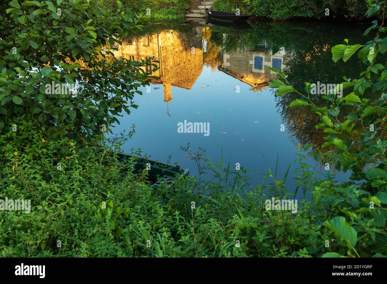 Water Reflection At Dusk On The Marais Poitevin Canal Coulon Village water-reflection-at-dusk-on-the-marais-poitevin-canal-coulon-village