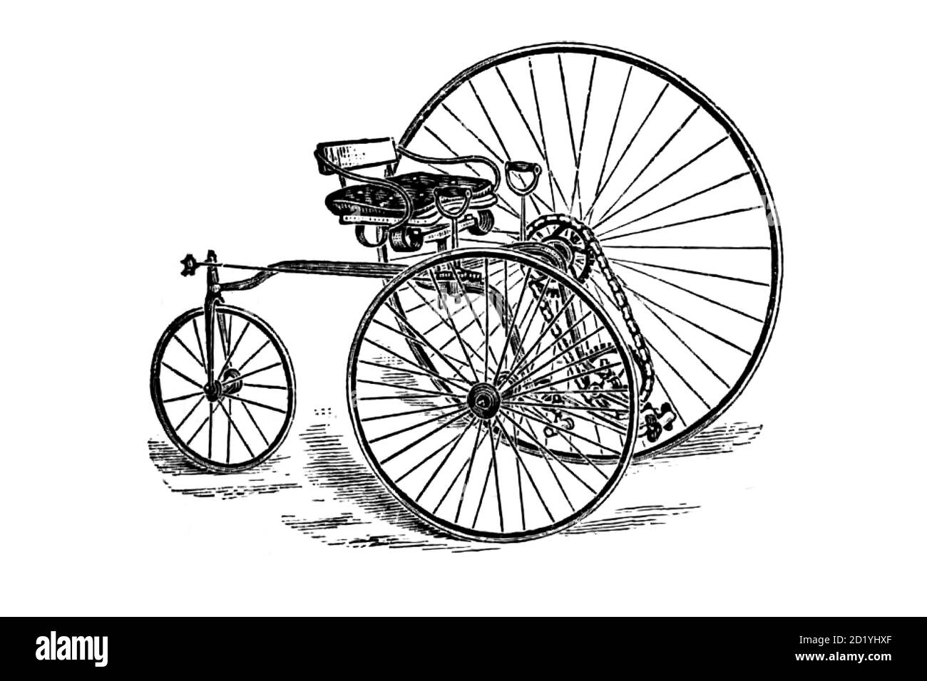 Illustration of an Excelsior Tricycle from The American bicycler: a manual for the observer, the learner, and the expert by Pratt, Charles E. (Charles Eadward), 1845-1898. Publication date 1879. Publisher Boston, Houghton, Osgood and company Stock Photo