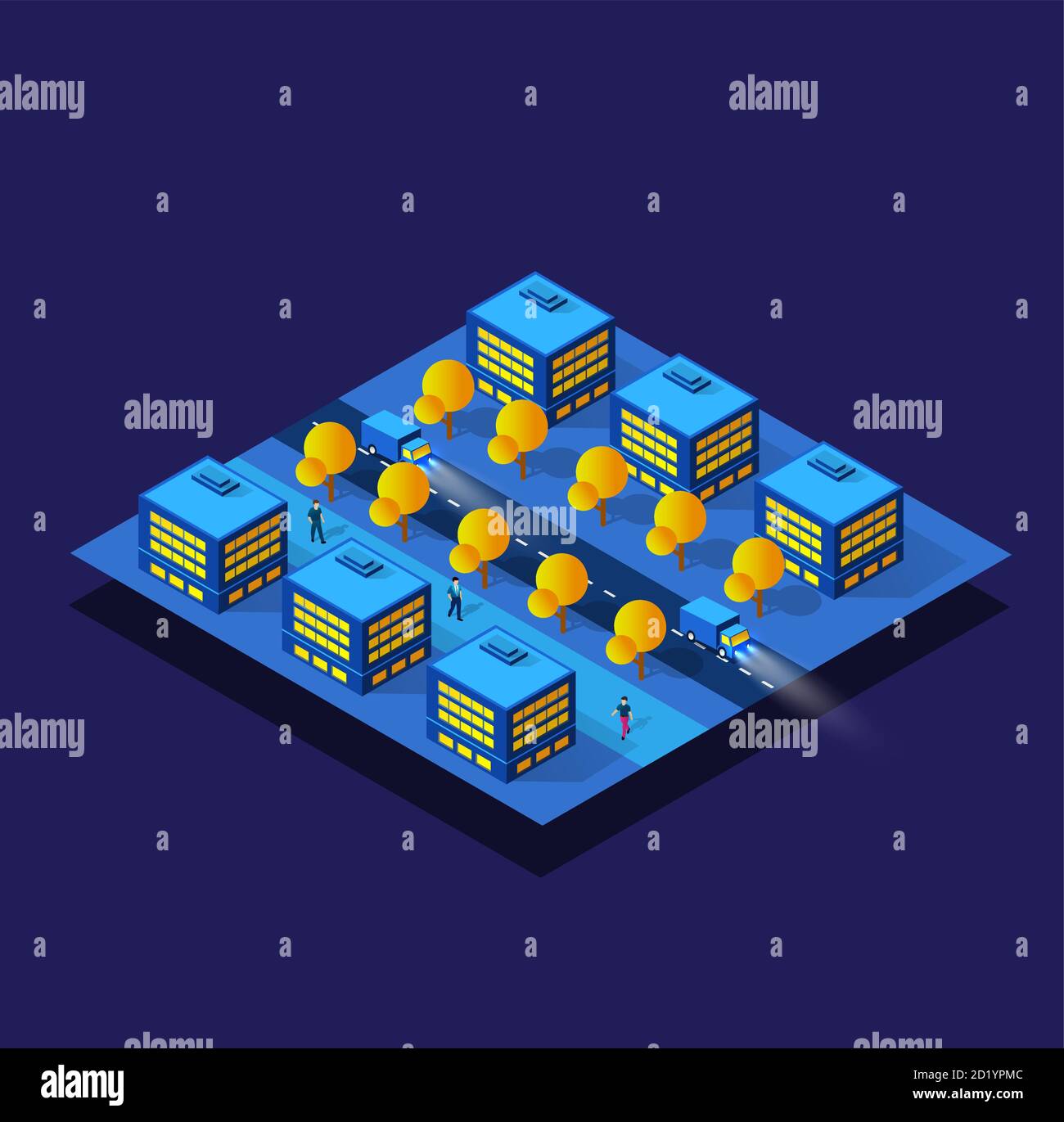 The night smart city 3D future neon ultraviolet Stock Vector