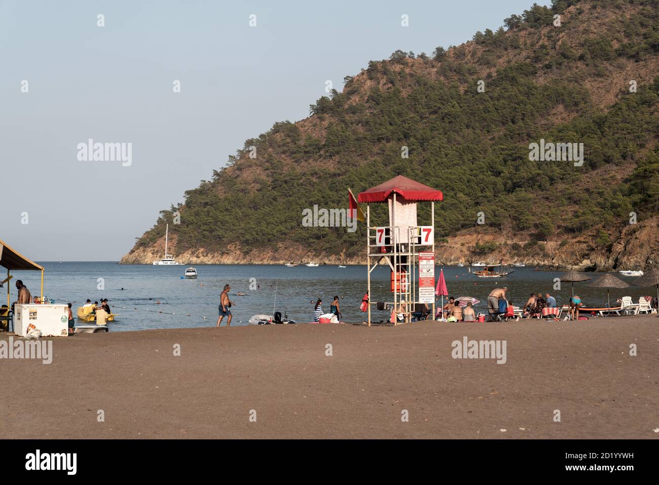 Adrasan, Antalya/Turkey-September 27 2020: Surveillance tower for lifeguard. Stock Photo