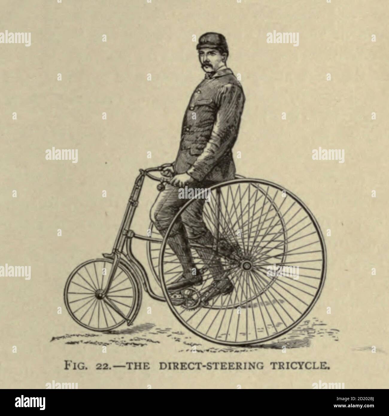 Direct steering tricycle Cycling by The right Hon. Earl of Albemarle, William Coutts Keppel, (1832-1894) and George Lacy Hillier (1856-1941); Joseph Pennell (1857-1926) Published by London and Bombay : Longmans, Green and co. in 1896. The Badminton Library Stock Photo