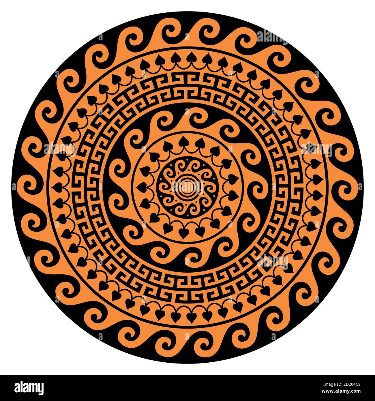 Greek mandala vector design, round key pattern inspired by an art from