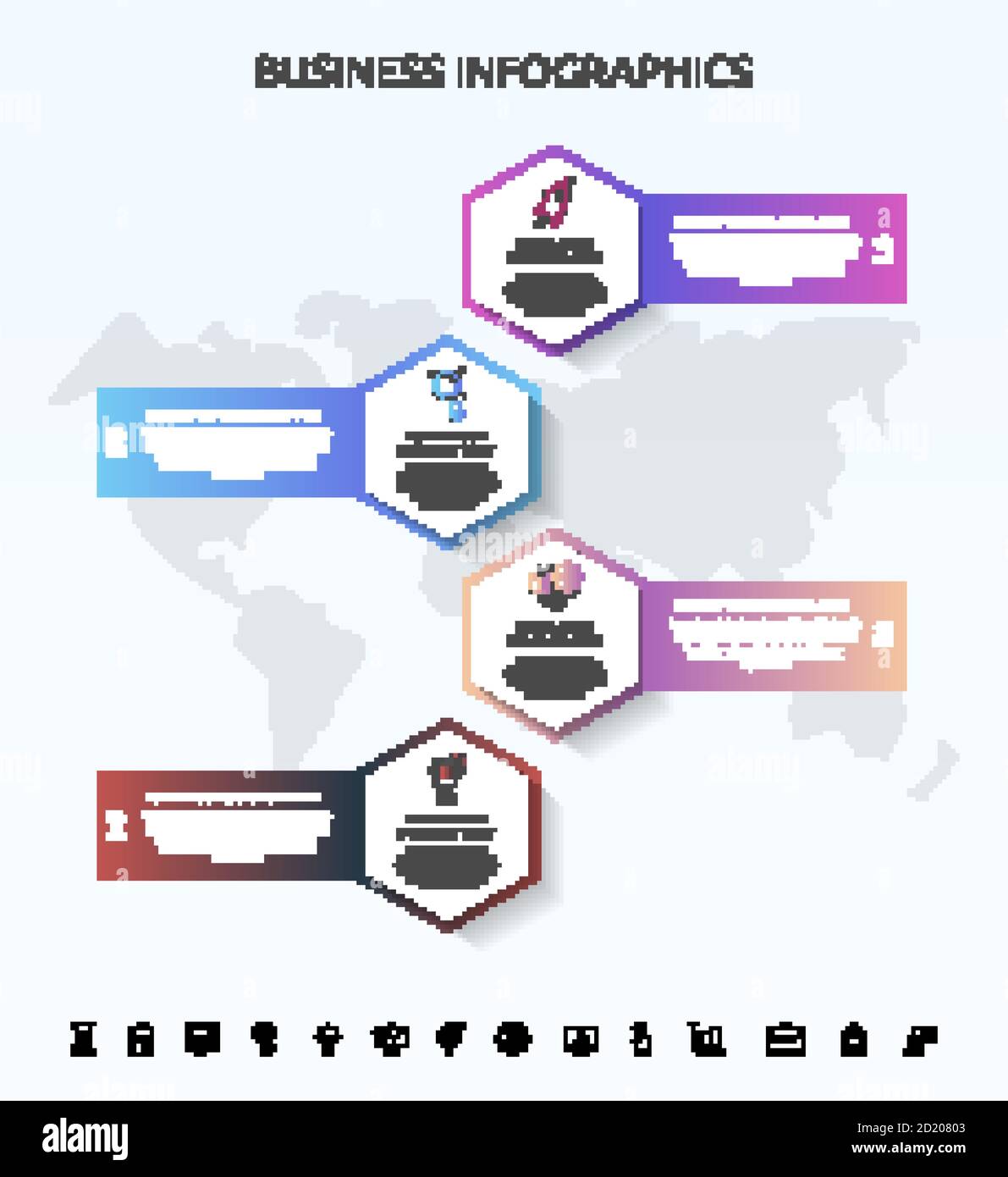 Vector infographic template hexagons for 4 icons, diagram, graph ...