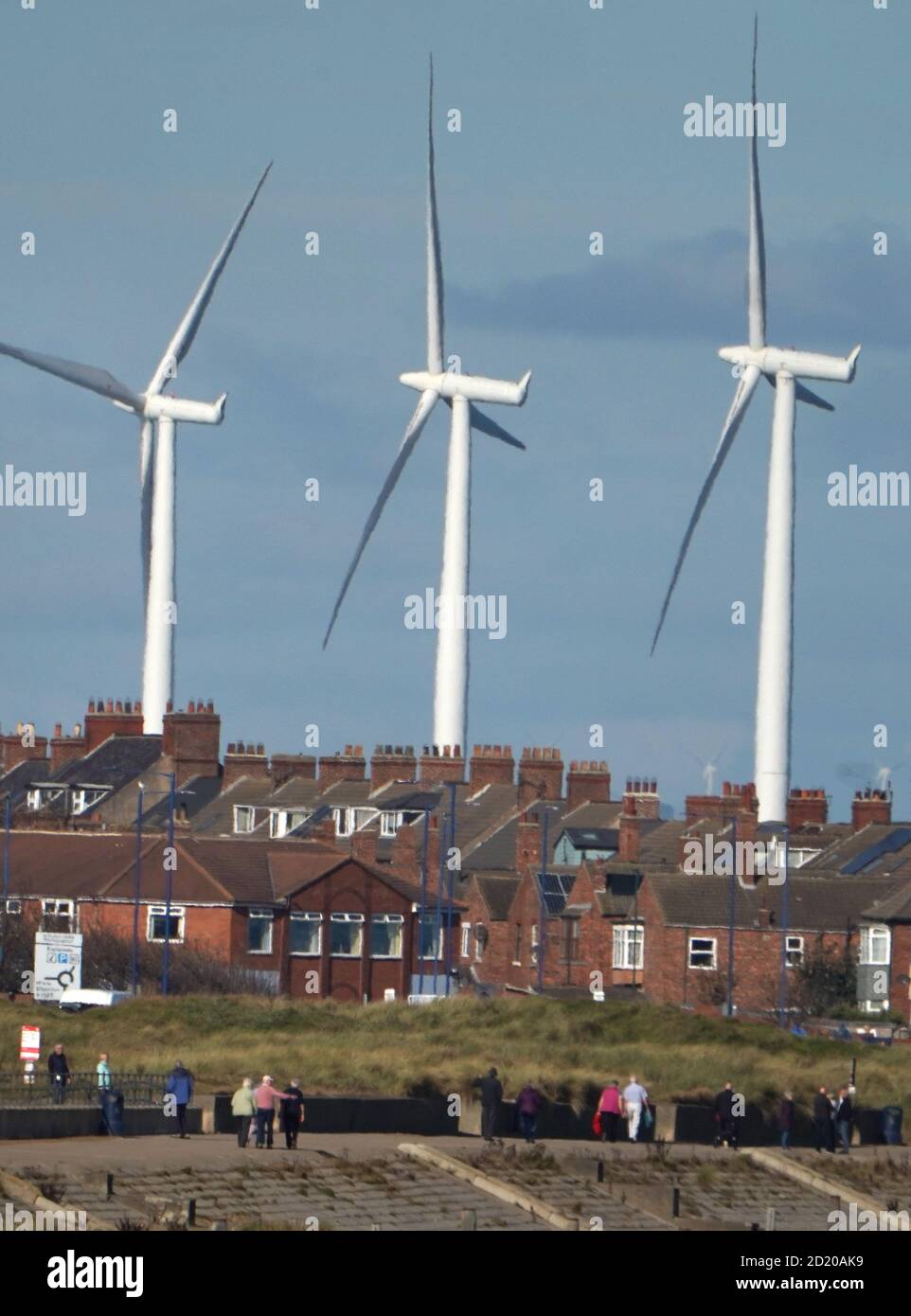 Teesside Wind Farm near the mouth of the River Tees off the North Yorkshire coast. Every home in the country will be powered by offshore wind within 10 years, Boris Johnson will tell the Conservative conference as he pledges a green industrial revolution that will create hundreds of thousands of jobs. Stock Photo
