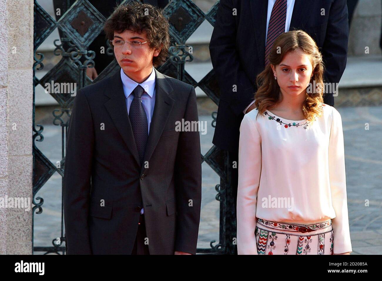 Jordan's Crown Prince Hussein (L), the eldest son of Jordan's King Abdullah,  and his sister Princess Eman attend a ceremony to celebrate the country's  64th Independence Day, in Amman May 25, 2010.