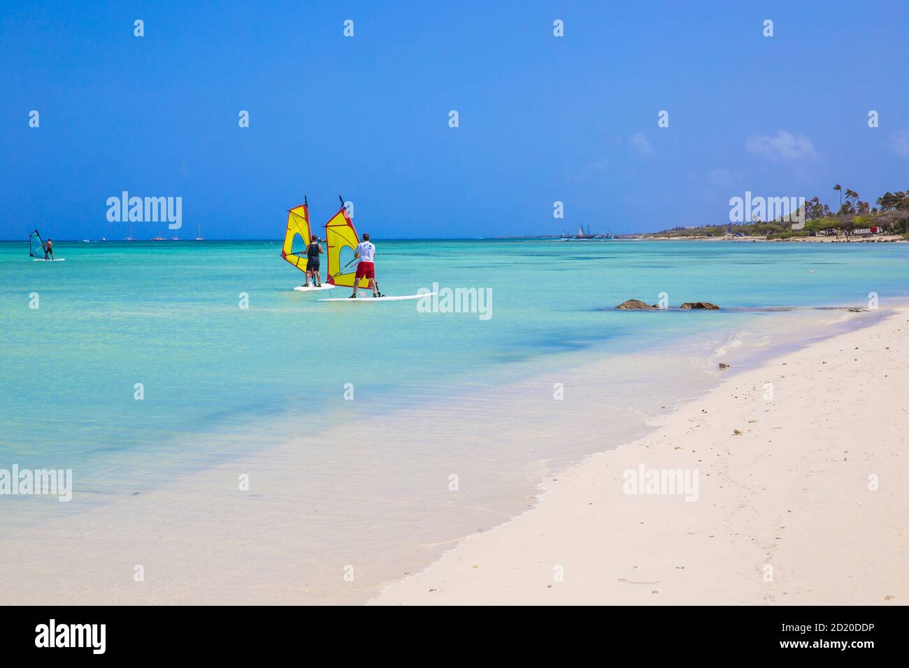 Caribbean, Netherland Antilles, Aruba, Hadicurari beach, Windsurfing Stock Photo