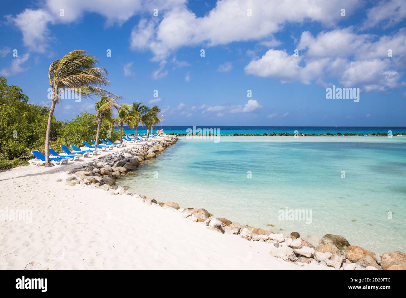 Caribbean, Netherland Antilles, Aruba, Oranjestad, Renaissance Island, Flamingo beach Stock Photo