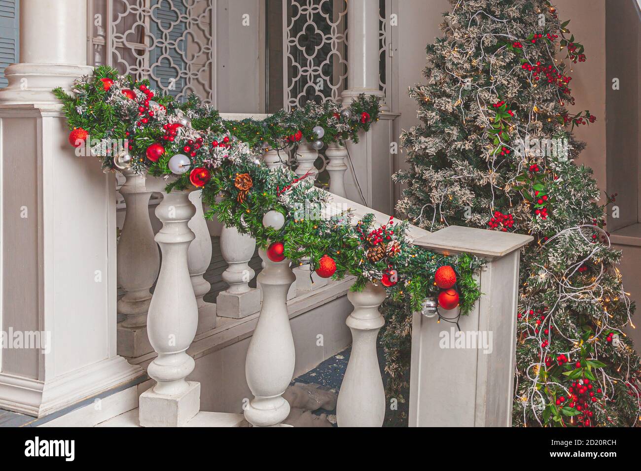 Holiday lights on railing hi-res stock photography and images - Alamy