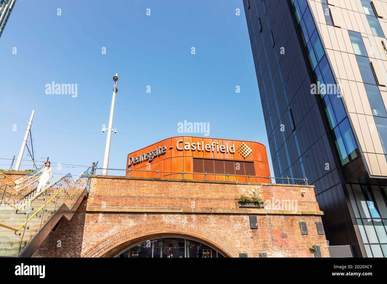 Deansgate castlefield tram stop city hires stock photography and