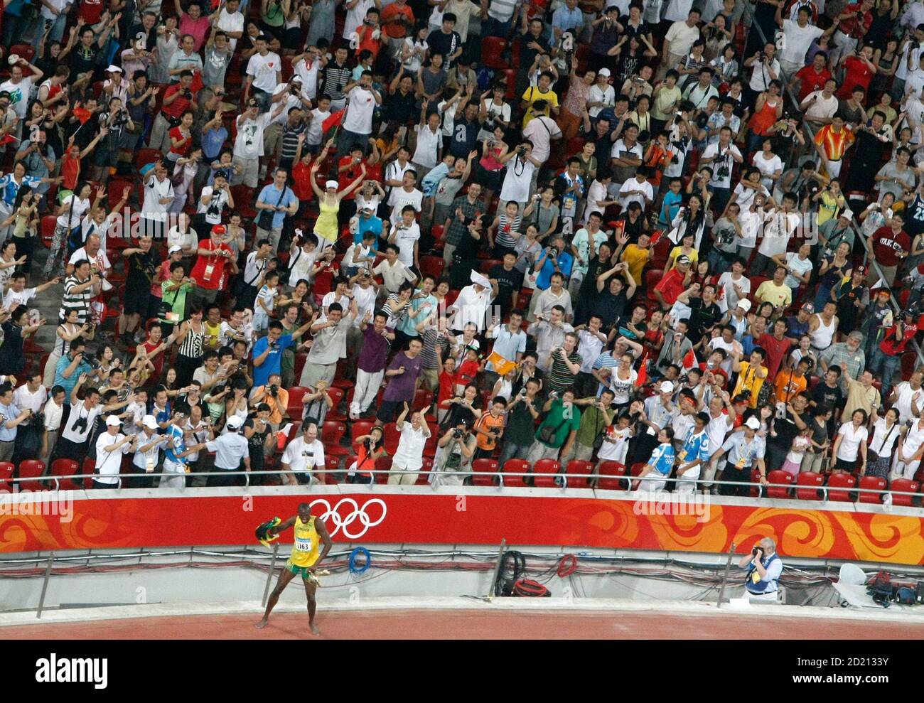 Usain Bolt Of Jamaica Celebrates Winning The Men S 100m Final Of The Athletics Competition In The National Stadium At The Beijing 2008 Olympic Games August 16 2008 Bolt Won 100 Metres Gold