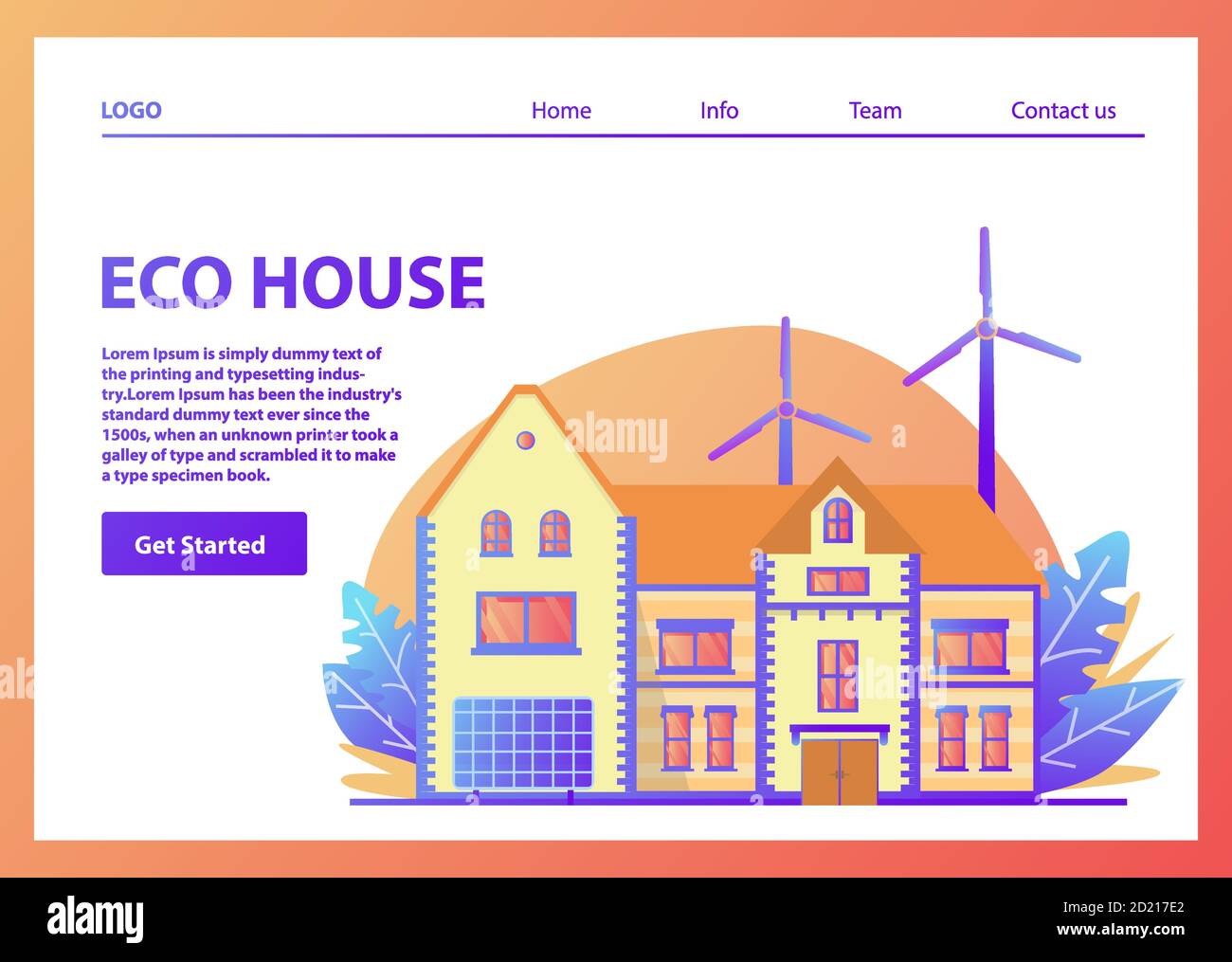 Landing page template.Green energy eco friendly suburban american house ...