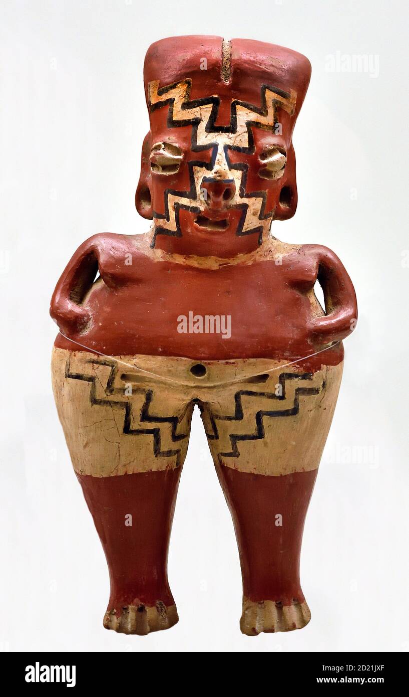 Female figure. Painted ceramic. Chupicuaro style. Late Preclassic Period (400 BC-100 AD). Western  Mexico, Mexicans, Stock Photo