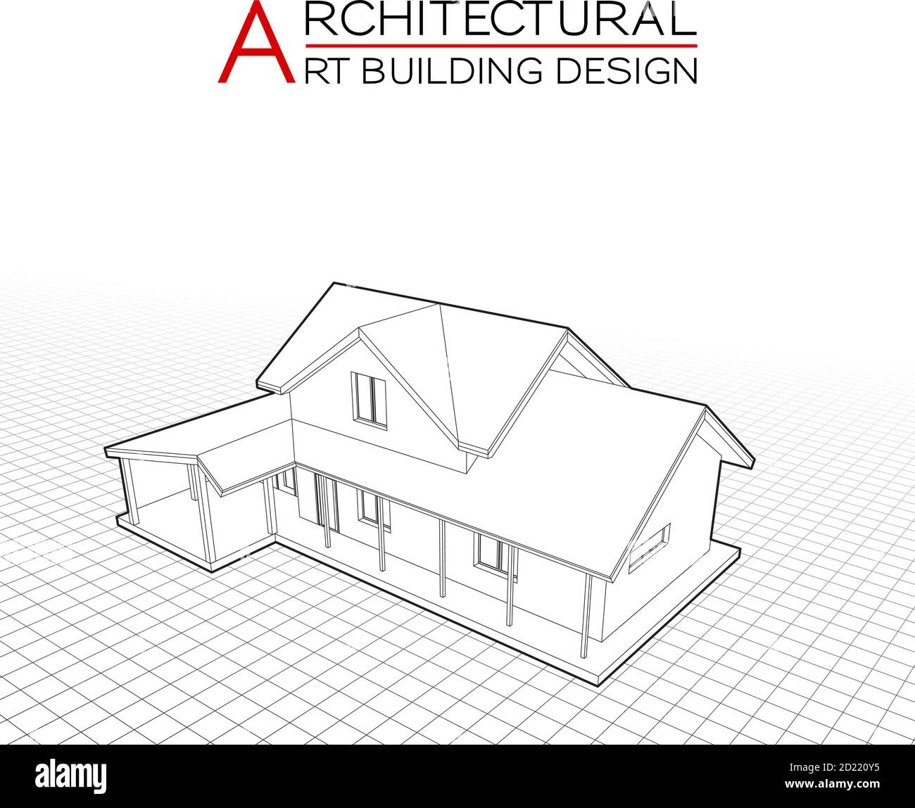 Modern house building vector. Architectural drawings 3d illustration