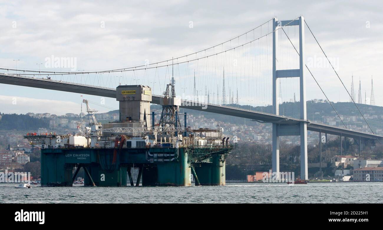 The Leiv Eiriksson An Oil Drilling Platform Passes Under The Bosphorus Bridge In Istanbul December 31