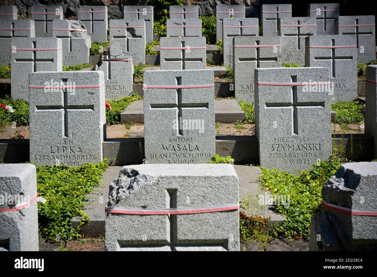 Graves of Polish soldiers fallen during Polish–Soviet War, Polish–Lithuanian War and Wilno Uprising at Rasos Cemetery, Vilnius, Lithuania Stock Photo