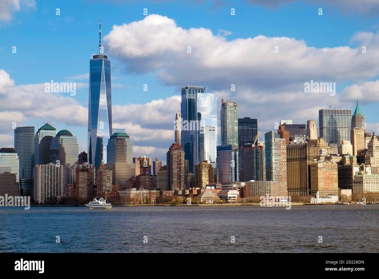New York Manhatten Skyline from Hudson River Stock Photo