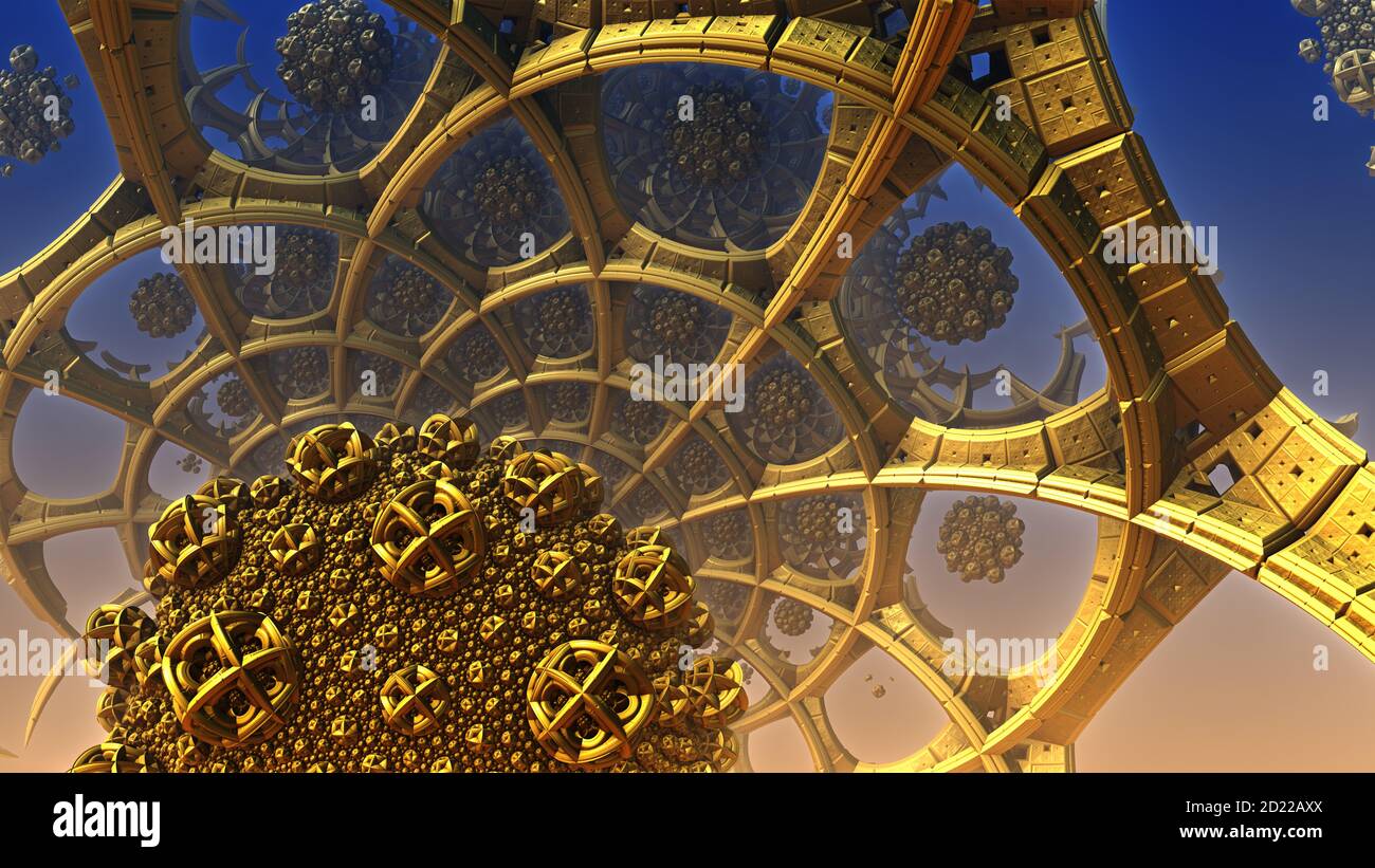 Abstract background, fantastic 3D gold structures Stock Photo - Alamy