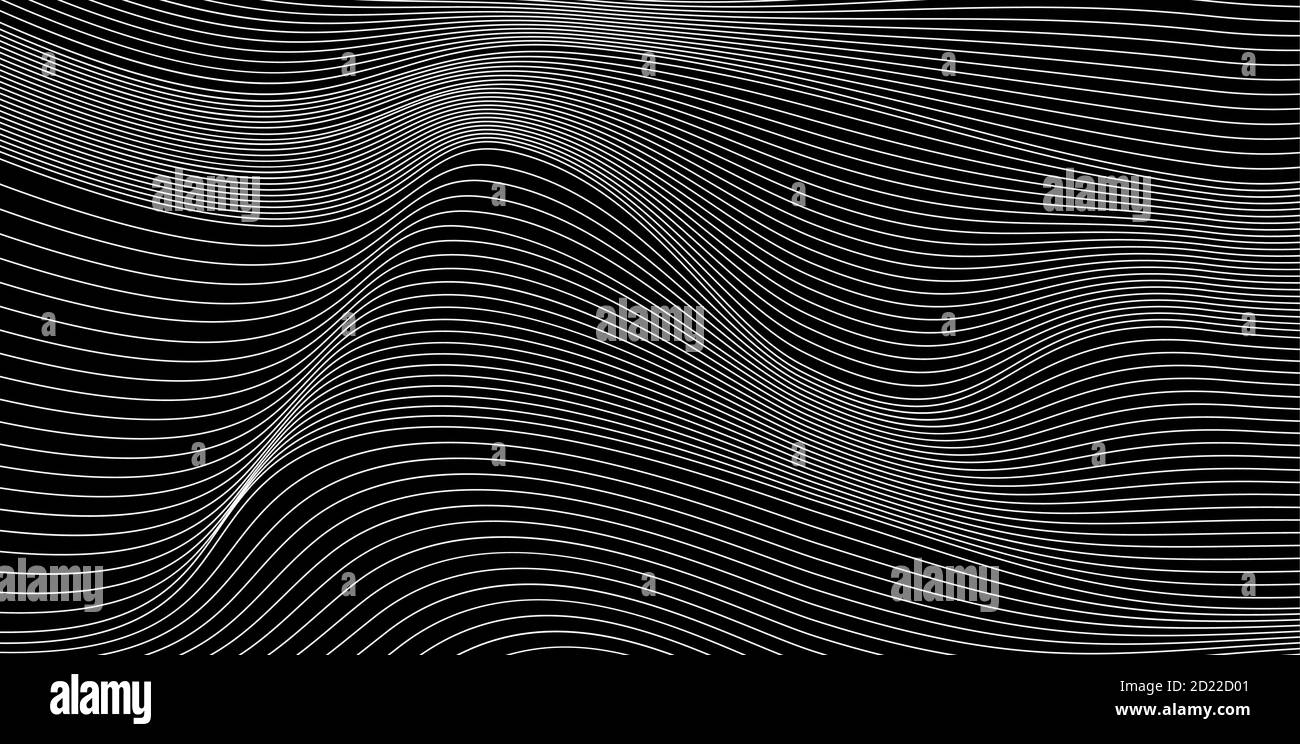 Abstract minimal vector background with wavy blend lines. Black backdrop for templates, presentations, banners Stock Vector