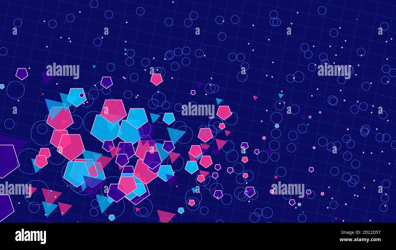 Abstract background of squares, circles and lines Stock Photo
