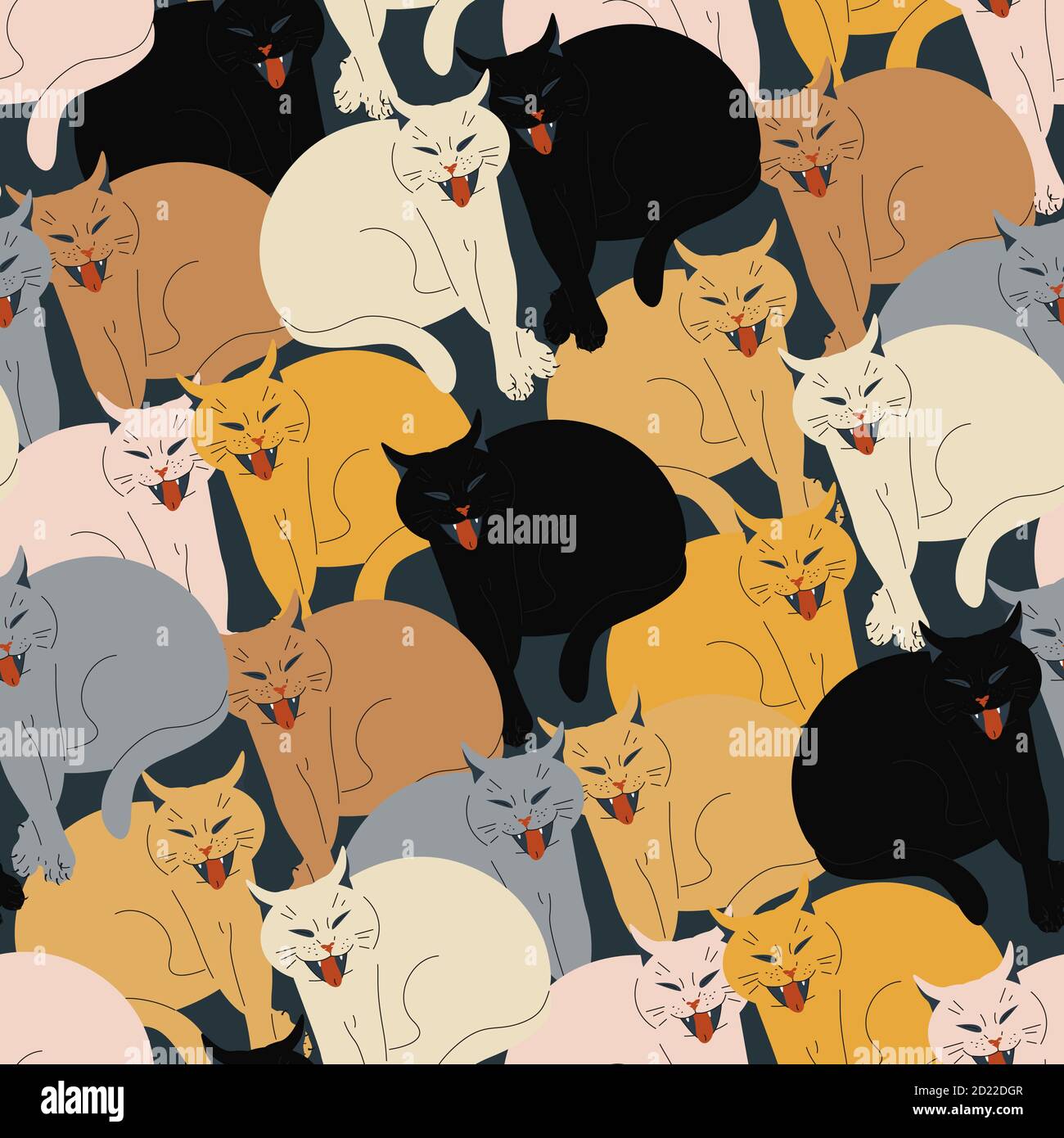 Seamless pattern with earthy color cats. Stock Vector