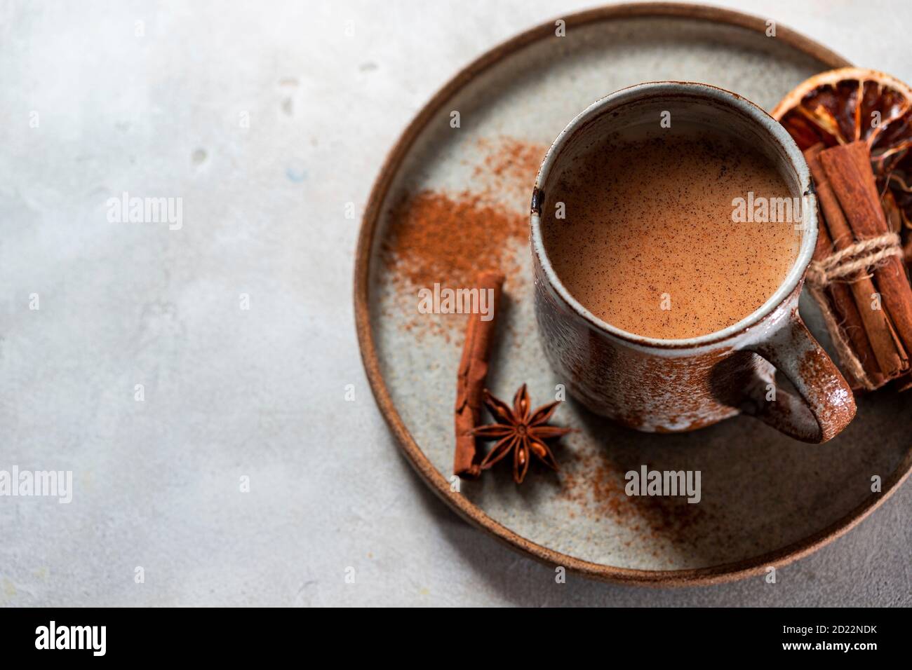 Traditional Indian masala tea with spices.Spiced tea with milk Stock