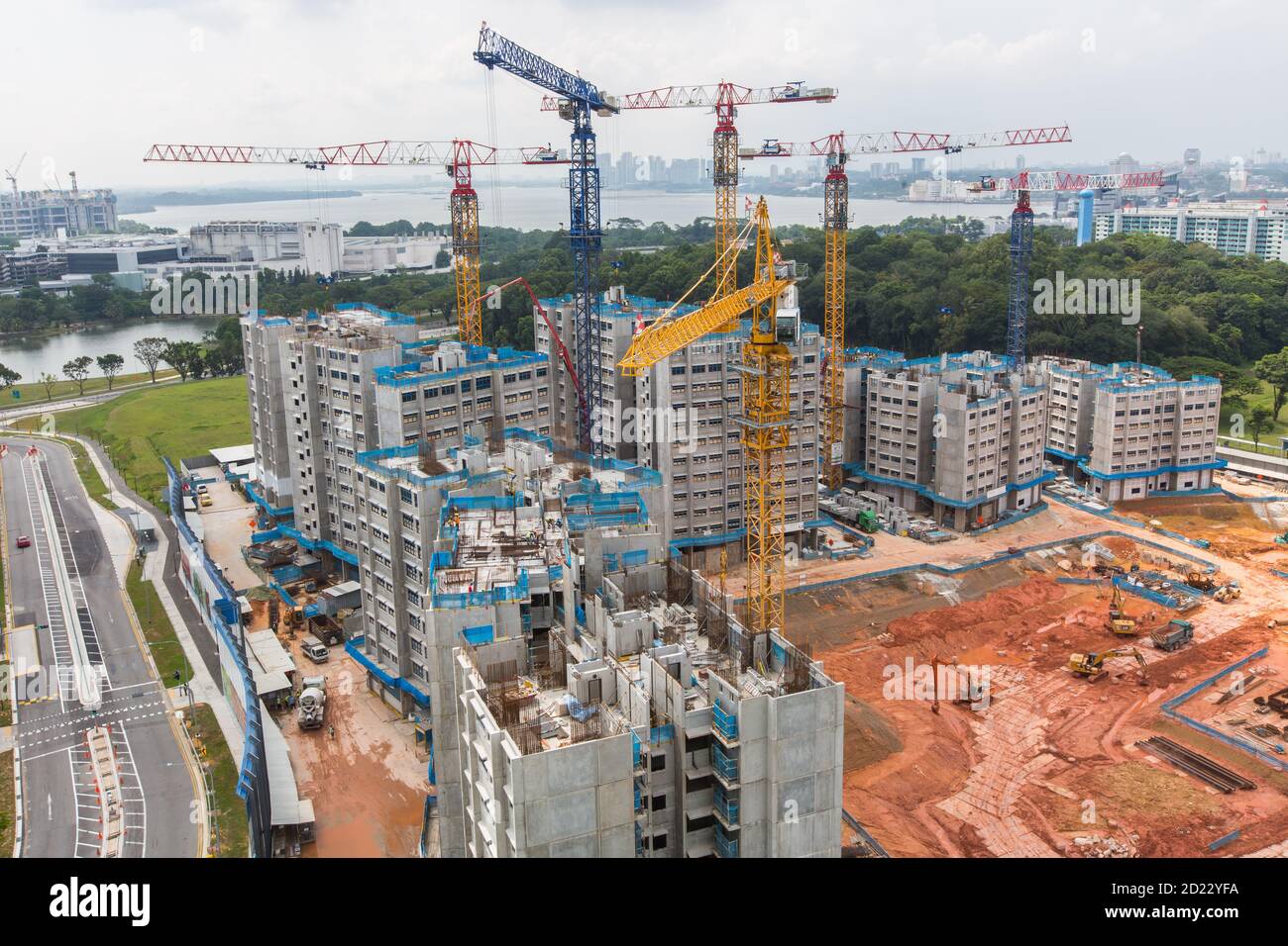 Housing construction in progress in northern part of Singapore. Stock Photo