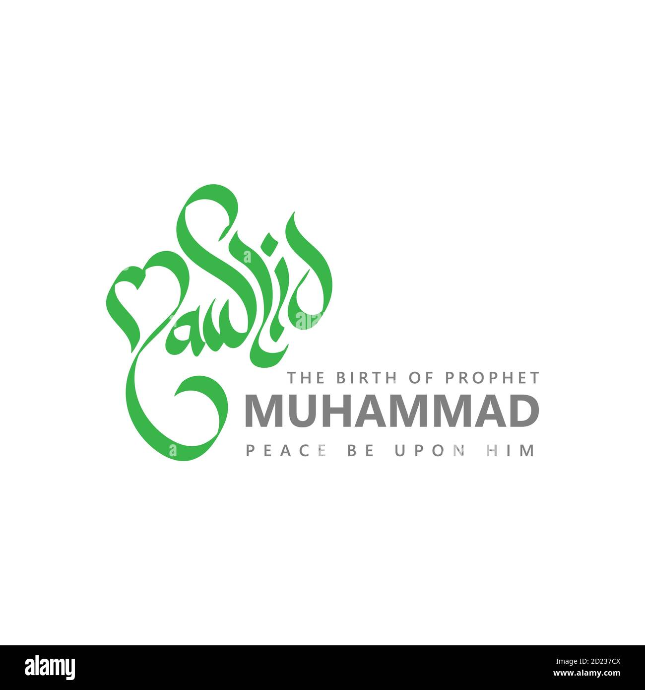 Typography design for celebrating the birth of Prophet Muhammad, Peace Upon Be Him. Vector illustration Stock Vector