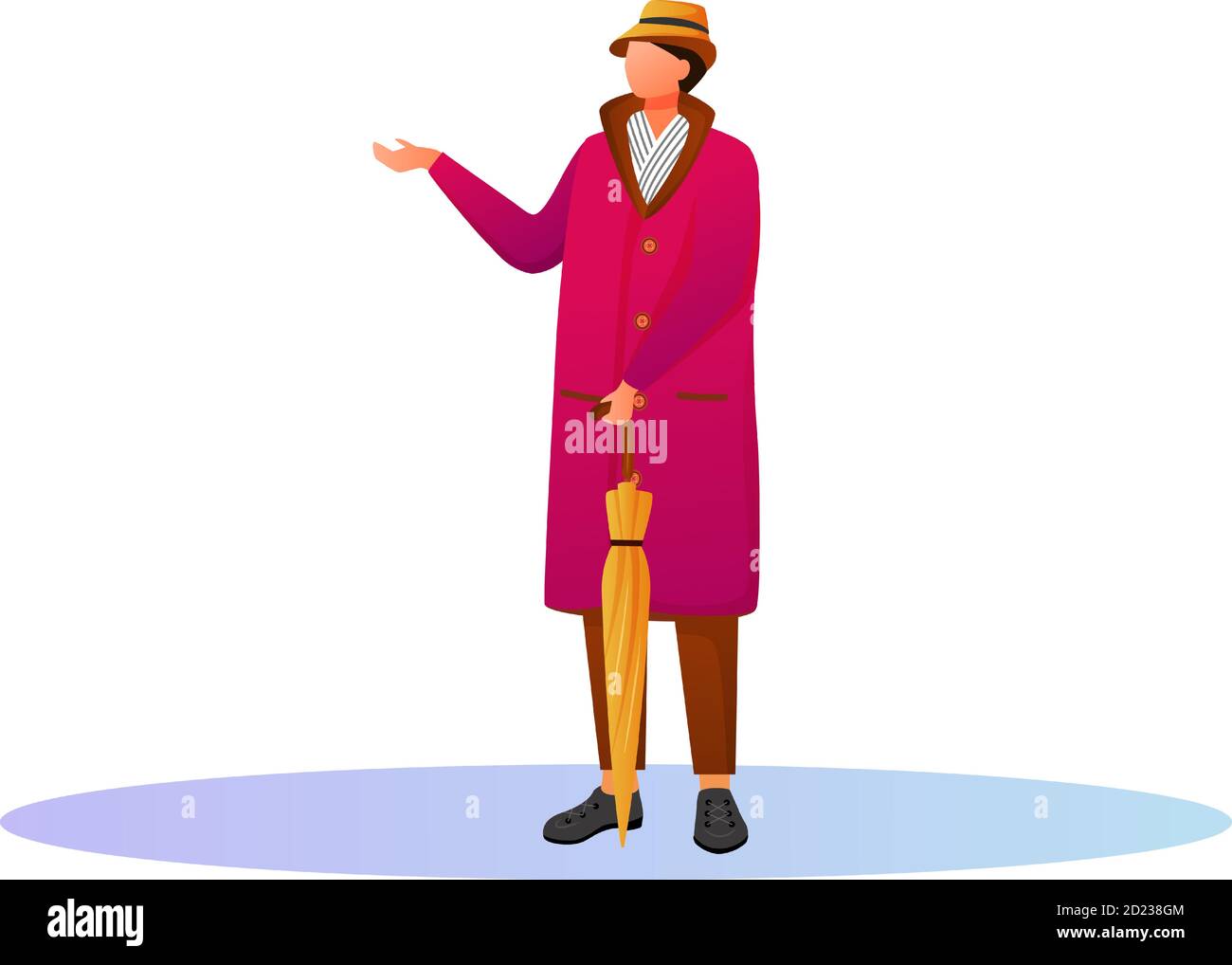 Man in pink raincoat flat color vector 