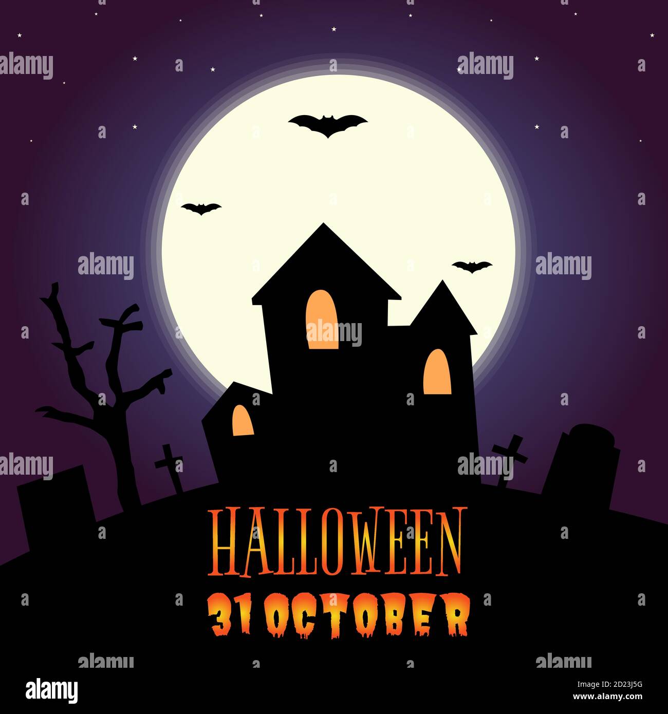 Illustration vector design of Halloween landscape background template Stock Vector