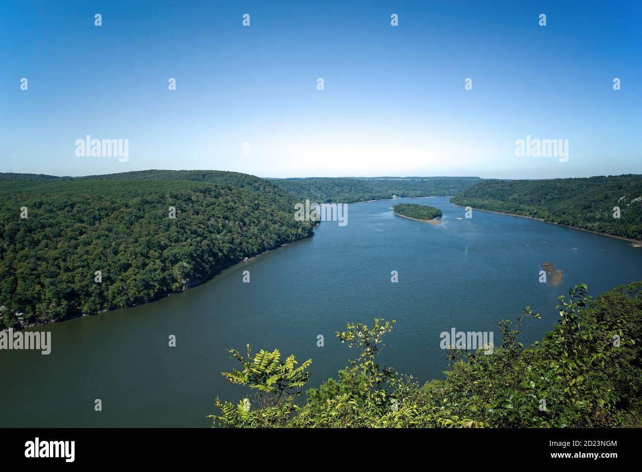 Susquehanna River in PA, USA on a summer autumn day. It is the longest river on the East Coast of the United States Stock Photo