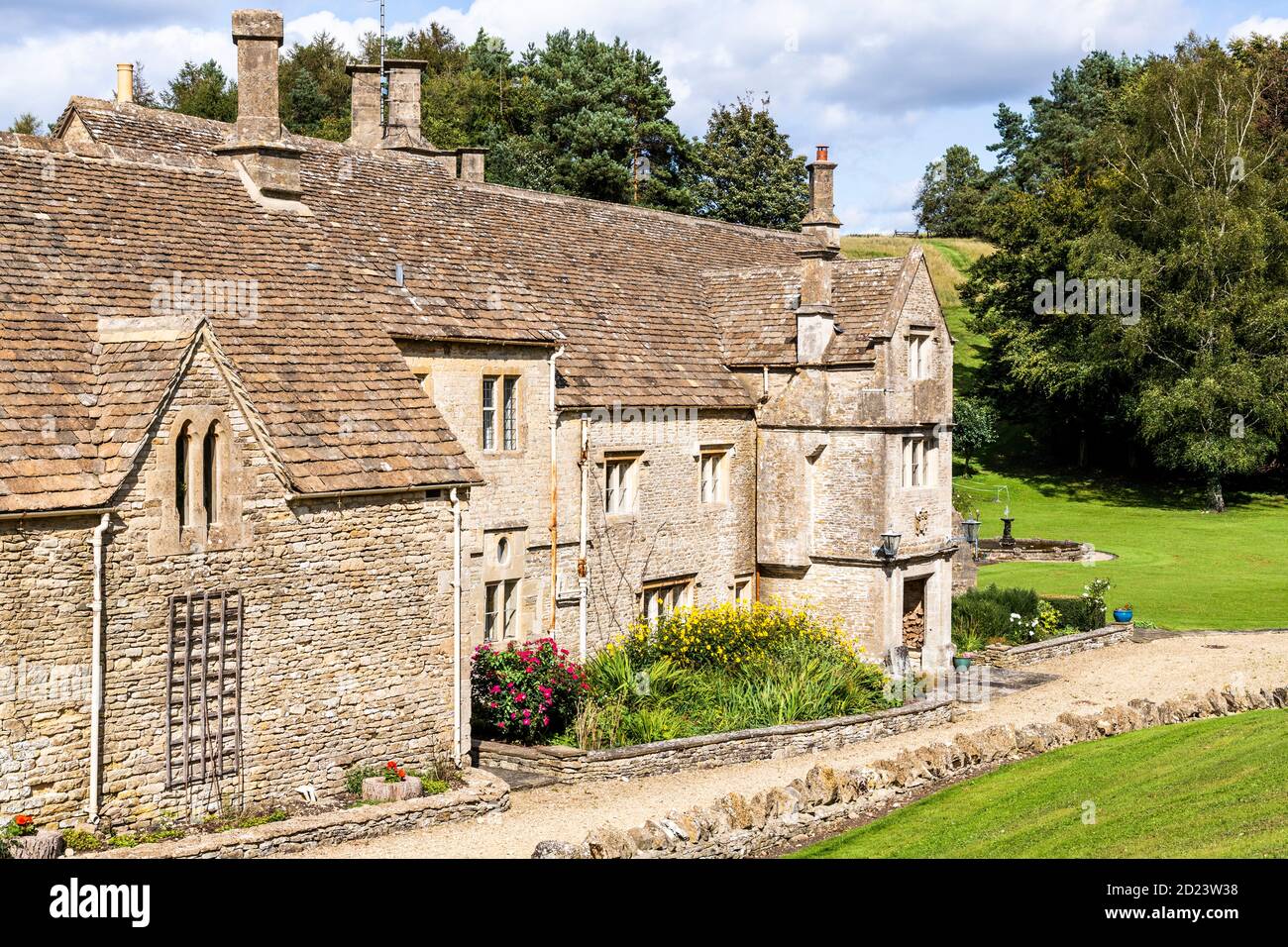 Wishanger Manor (dating back to the 16th century) near the Cotswold village of Miserden, Gloucestershire UK Stock Photo