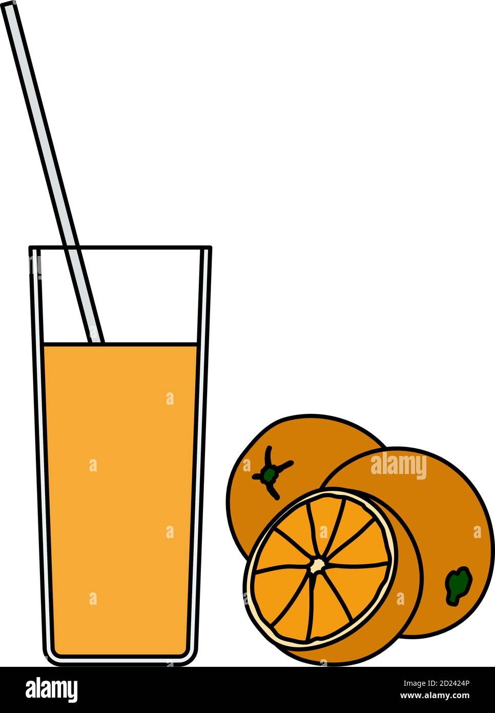 Icon Of Orange Juice Glass. Editable Outline With Color Fill Design