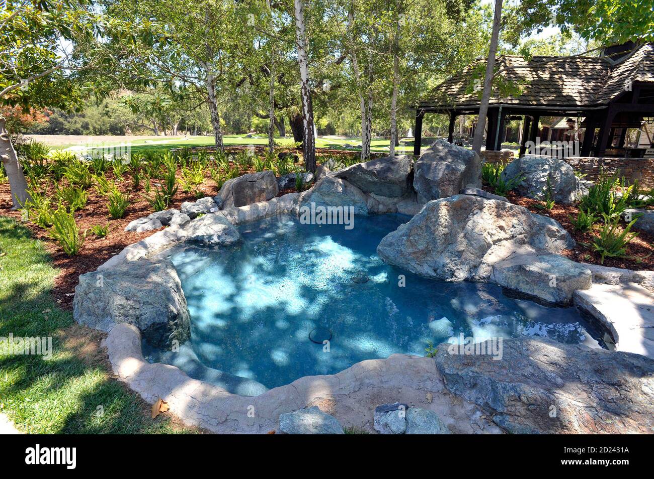 A jacuzzi is pictured at Michael Jackson's Neverland Ranch in Los Olivos,  California July 3, 2009. REUTERS/Phil Klein (UNITED STATES ENTERTAINMENT  OBITUARY Stock Photo - Alamy