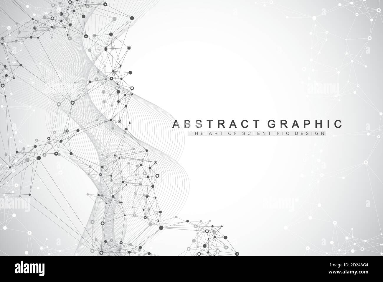 Geometric abstract background with connected lines and dots. Connectivity flow point. Molecule and communication background. Graphic connection Stock Vector