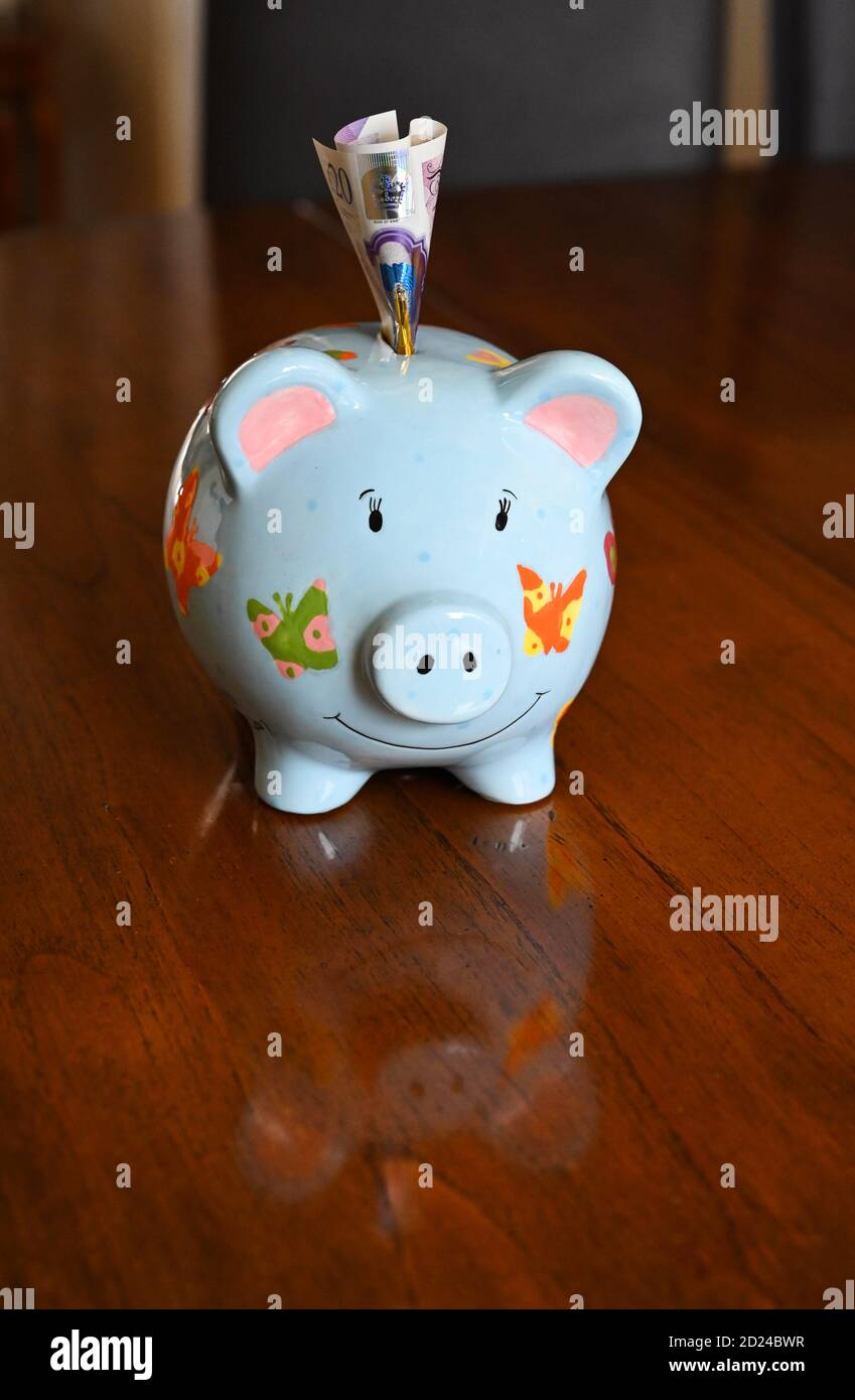 A Limited Edition Percy Pig money bank issued in 2007 by Marks & Spencer Stock Photo