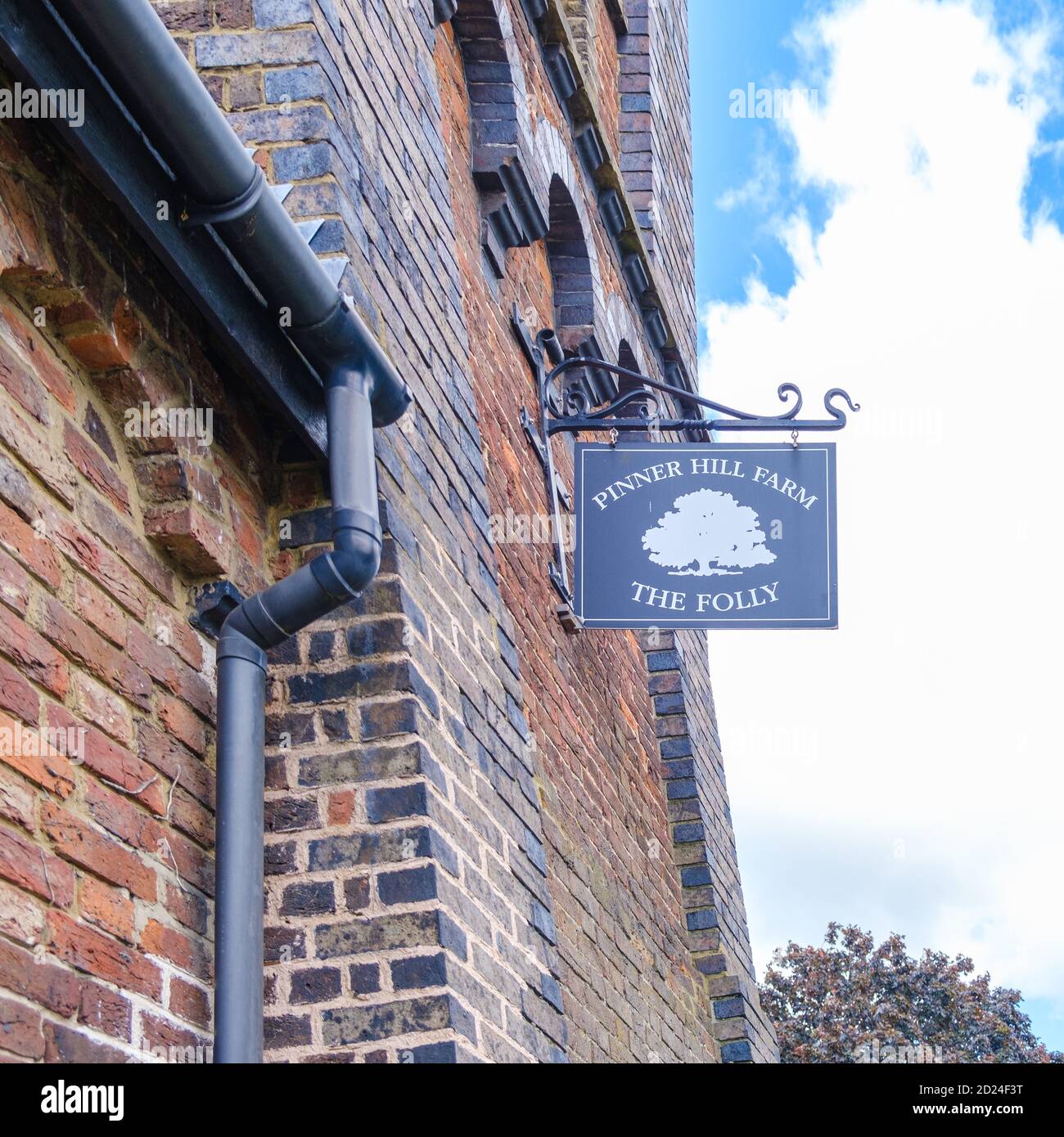 Pinner Hill Farm The Folly Extended sign with illustration of a tree on