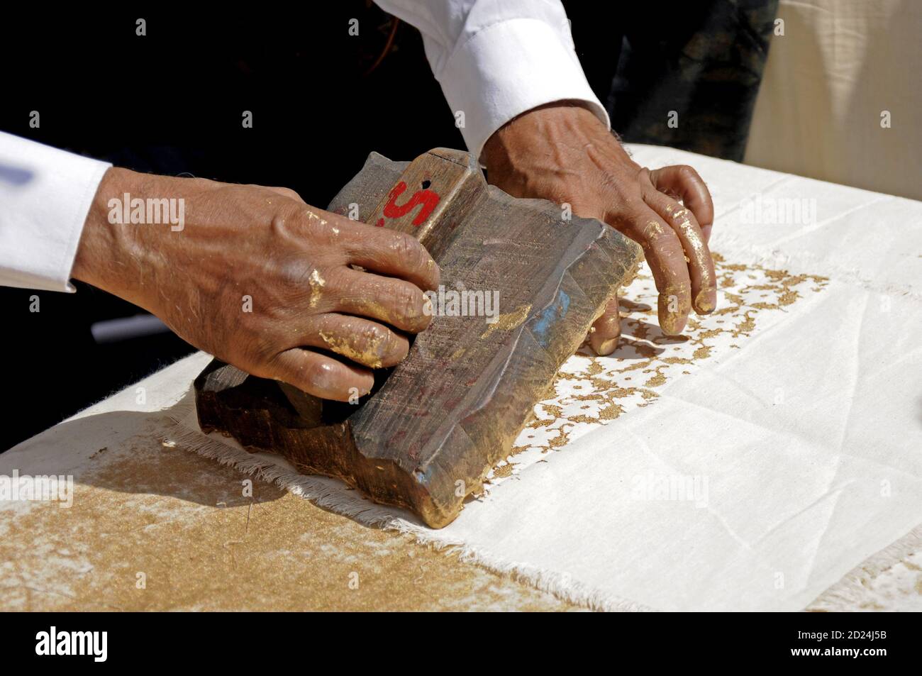 Block Printing On Fabric Rajasthan, India.Block Printing Traditional