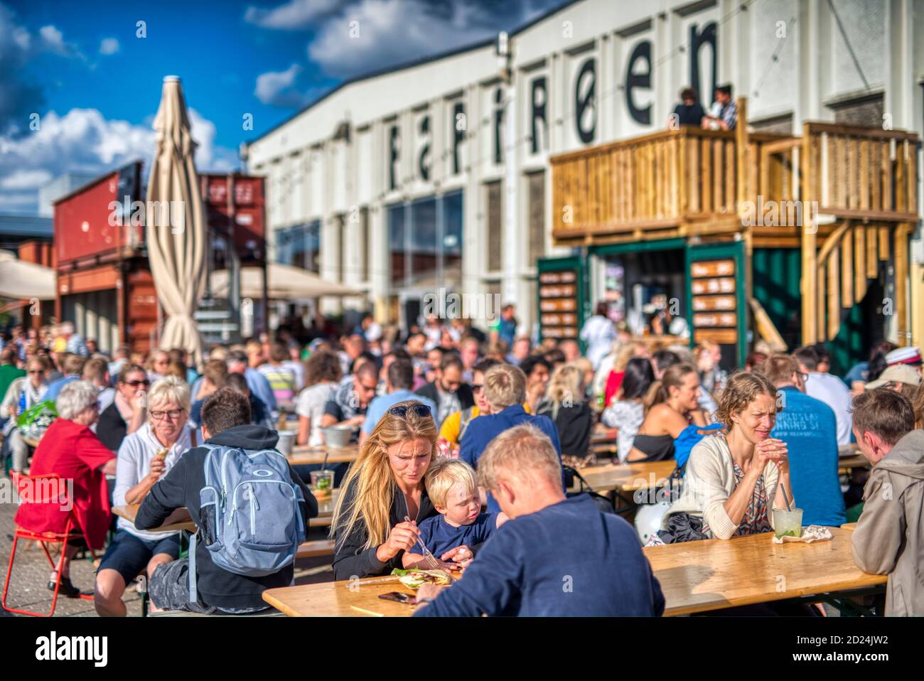 People socialising at Papiroen in Copenhagen Stock Photo