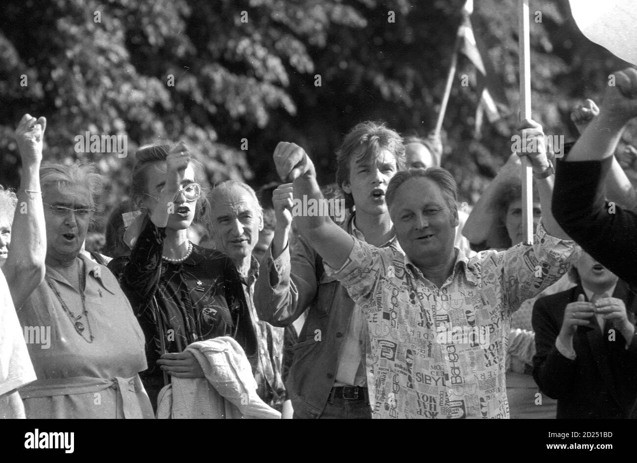 People hold hands as they participate in a human chain during the Baltic Way near Riga August 23, 1989. Runners left Lithuania and Estonia on August 22, 2009, for neighbouring Latvia to start events marking the 20th anniversary of a 600 km (375 mile) human chain that showed the Balts' wish to regain their independence from the Soviet Union. More than two million people in the Baltic countries of Estonia, Latvia and Lithuania joined hands in one of the biggest mass protests seen against the former Soviet Union and demanded the restoration of independence. Picture taken August 23, 1989. REUTERS/ Stock Photo