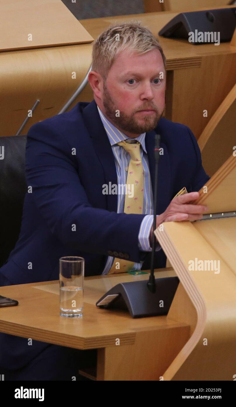 Scottish Conservative Jamie Greene during Topical Questions at the Scottish Parliament at Holyrood, Edinburgh. Stock Photo