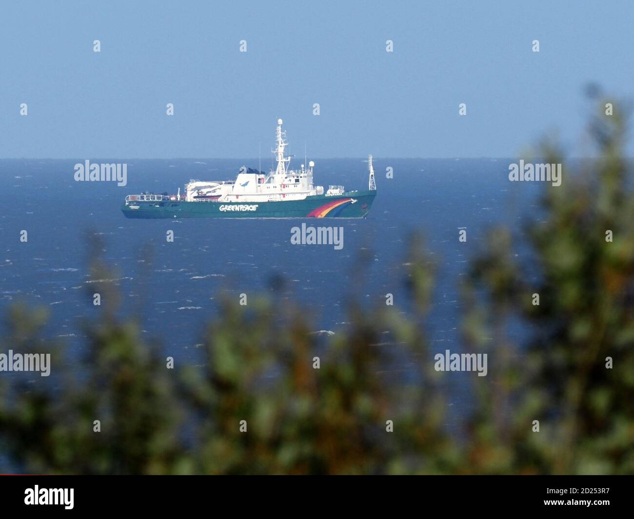 Minster on Sea, Kent, UK. 6th October, 2020. The Greenpeace Esperanza ship spotted anchored off Minster on Sea, Kent this afternoon. Credit: James Bell/Alamy Live News Stock Photo