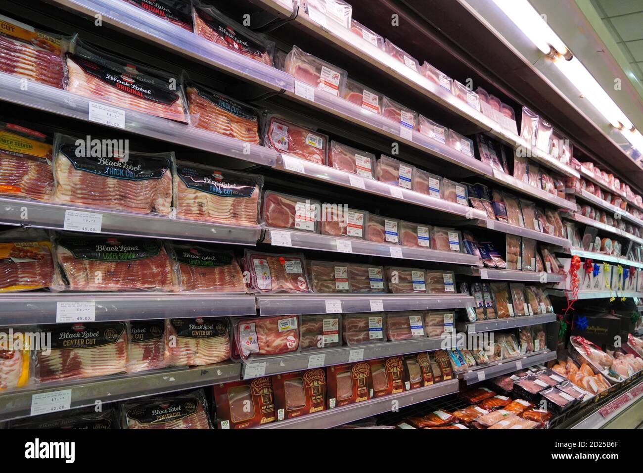Meat section in supermarket in hi-res stock photography and images