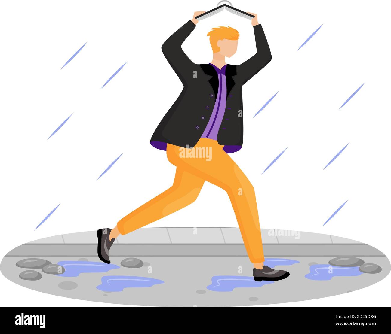 Young man running in rain Stock Vector Images Alamy