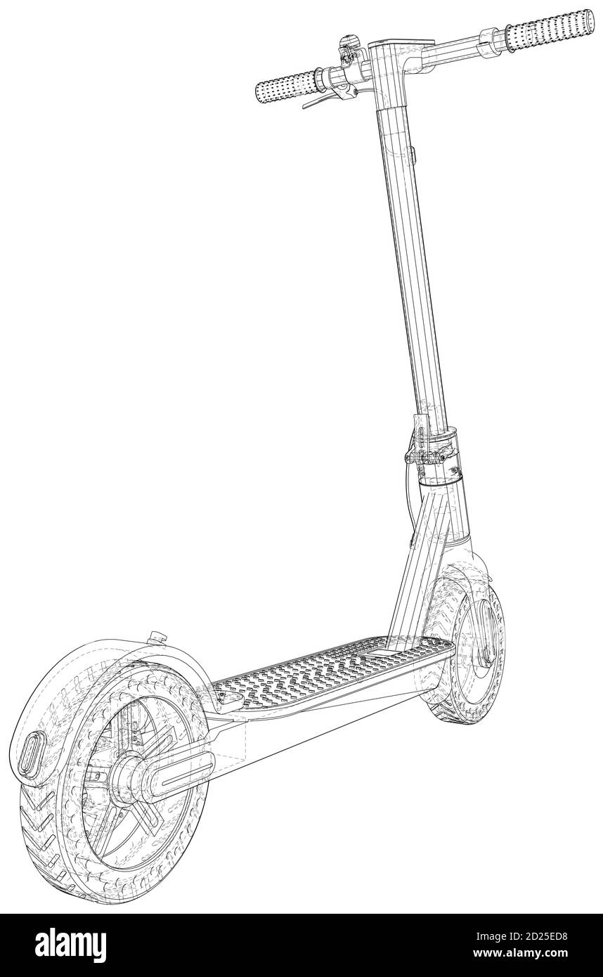E-Scooter. Isolated wire-frame line. Vector rendering of 3d Stock Vector  Image \u0026 Art - Alamy