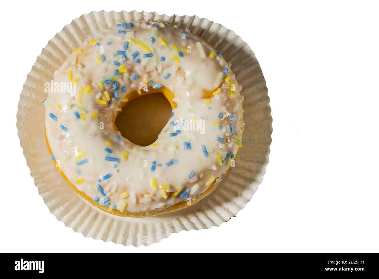 Close up view of donut isolated on white background. Food and drink ...