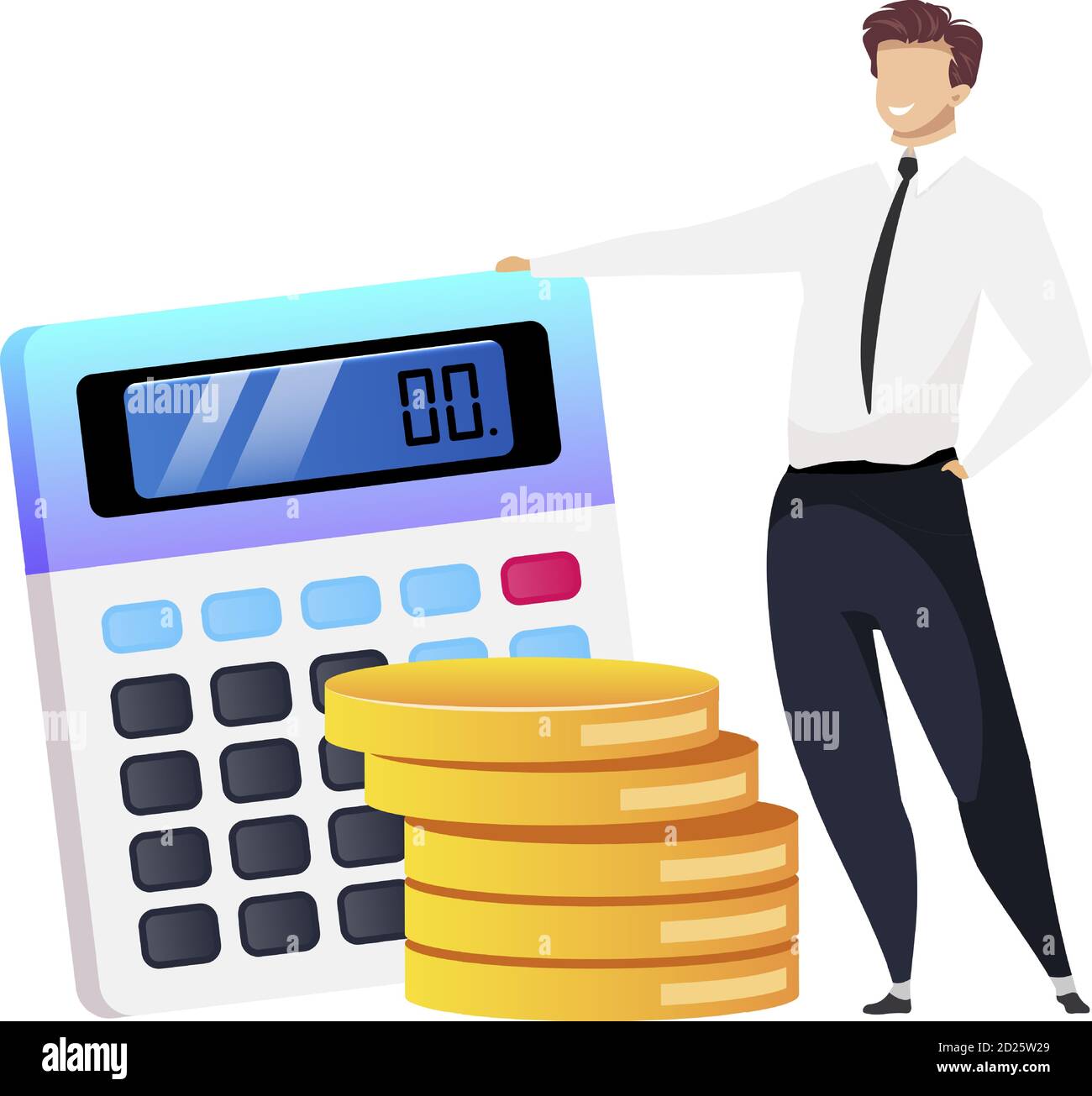 Customer relationship management flat concept vector illustration.  Businessman with calculator 2D cartoon character for web design. Smiling  male in Stock Vector Image & Art - Alamy