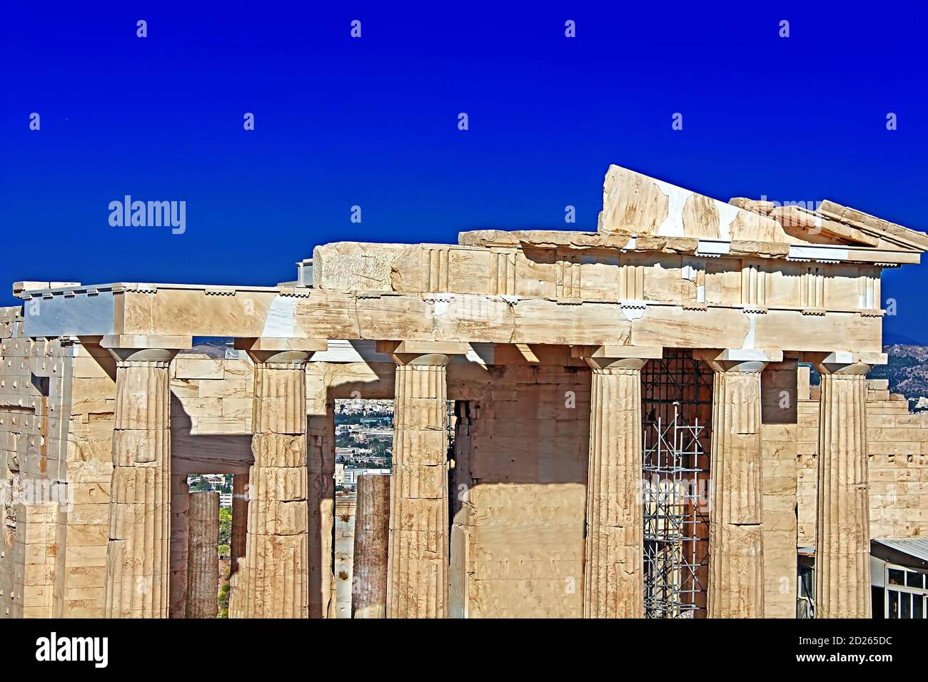 Propylaea is the monumental gateway to the Acropolis, the 