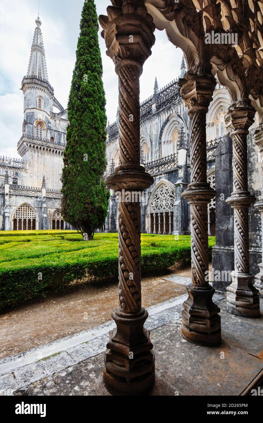 Portugal, Batalha Abbey Unesco World Heritage Site. Gothic cloisters in the monastery Stock Photo