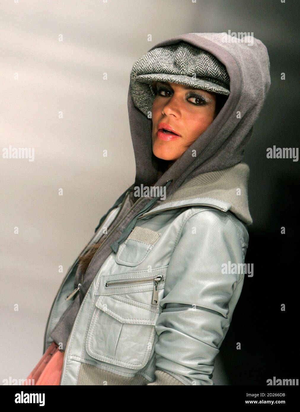 A model presents a creation from the Justsweet collection by Jennifer Lopez during Fashion Week in Miami Beach, Florida, March 23, 2006. Photo taken March 23, 2007. REUTERS/Carlos Barria (UNITED STATES) Stock Photo