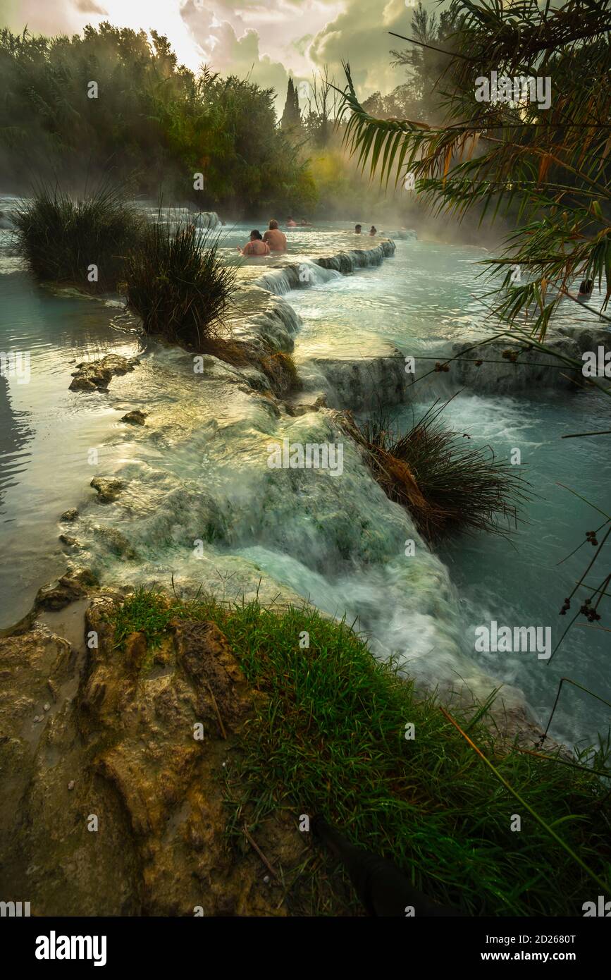 Cascate del Mulino, natural pools of thermal water. Saturnia, Grosseto, Tuscany, Italy, Europe Stock Photo